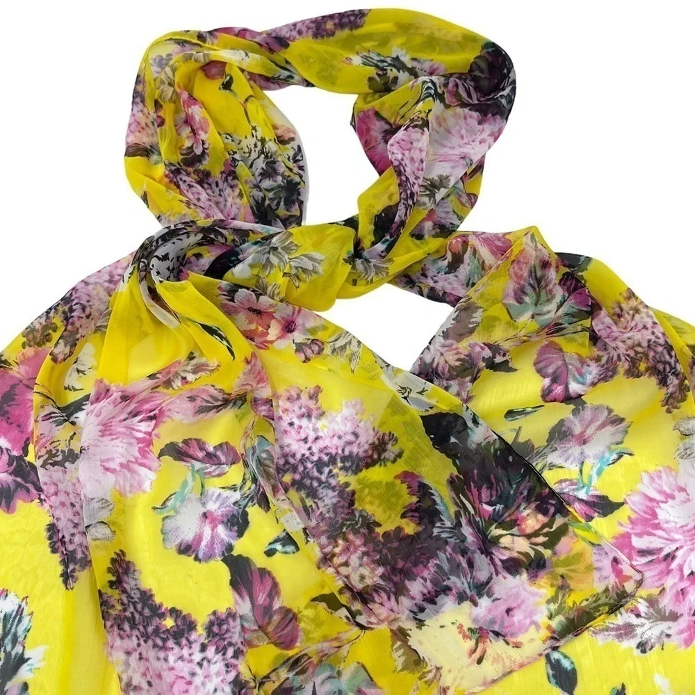 Cejon Women’s Yellow Floral Print Lightweight Oversized Spring Summer Scarf Wrap